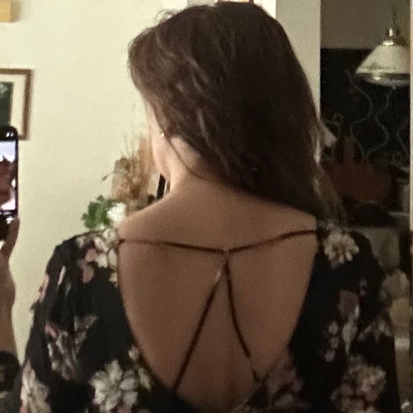 Fun Flowy Floral Dress, Strappy Low Back, Amazing Bell Sleeves, MTS Size S, Boho - Picture 14 of 15